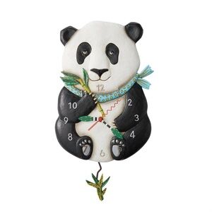 Enesco Allen Designs Snuggles The Panda Holding Bamboo Wall Clock 12.01 inch